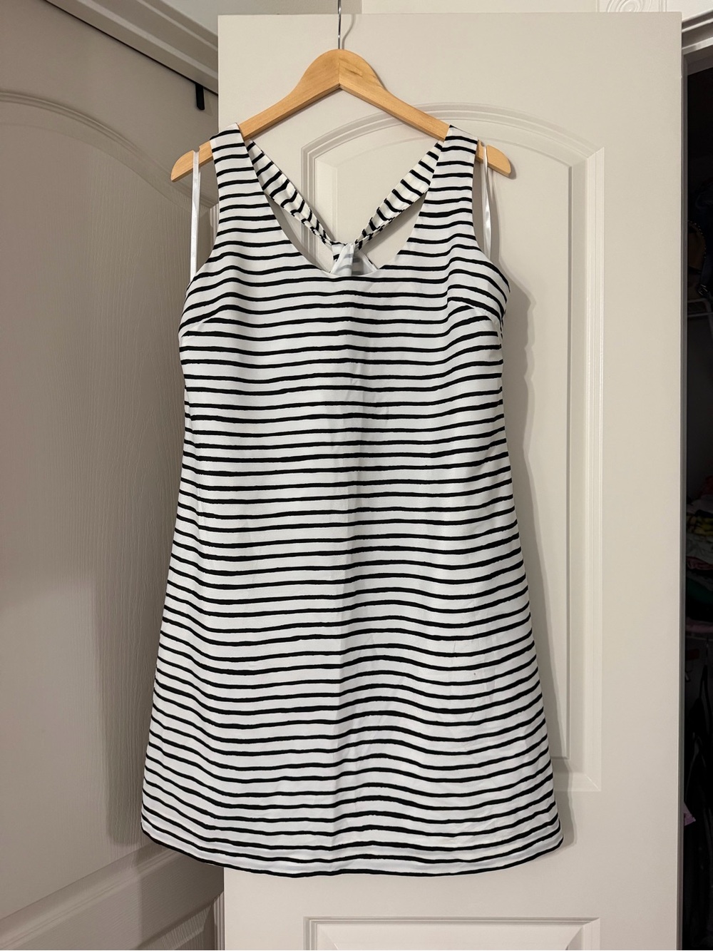 J. Crew Black & White Striped Sleeveless Mini Dress